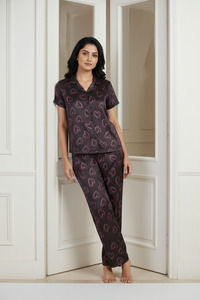 Zivame Satin Pyjama Set - Black Beauty — thumbnail 2
